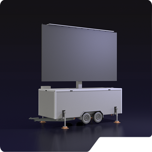 3D render of a closed led screen trailer by creacar
