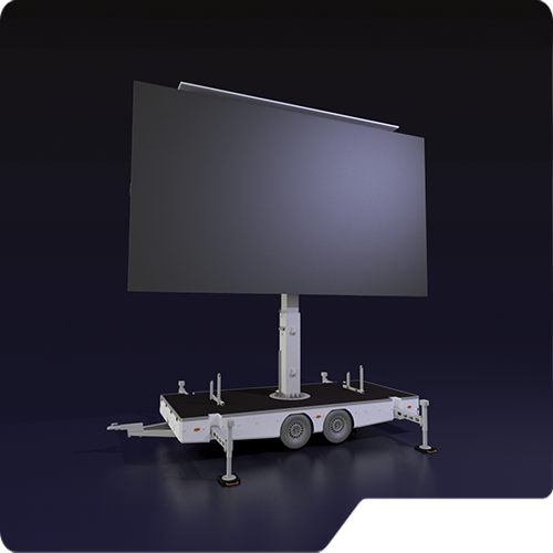 3D render of an open led screen trailer by creacar