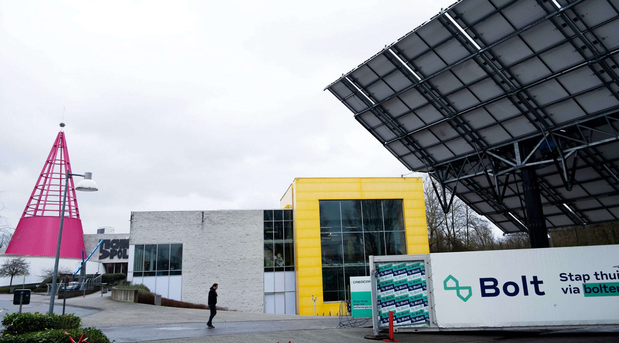 The biggest mobile solar panel installation in the world created by Creacar seen at Technopolis Mechelen