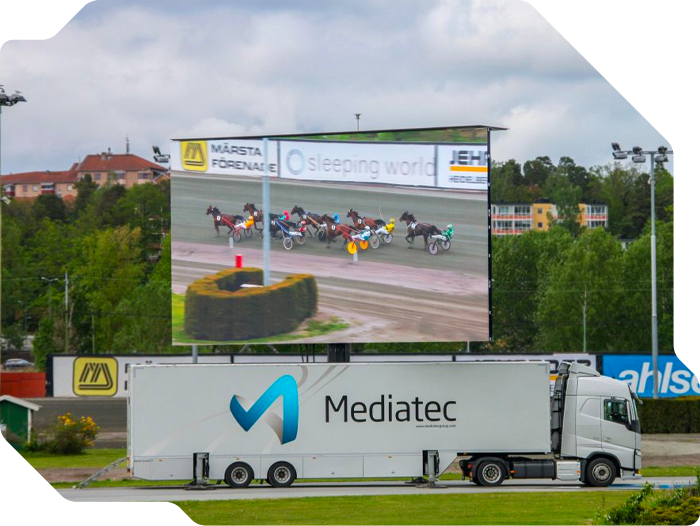 Mobile led screen truck built by Creacar Belgium for Mediatec Sweden