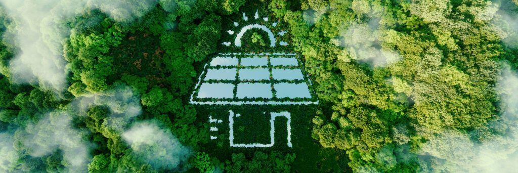 Our record breaking mobile solar panel construction symbolized in the green canopy of trees