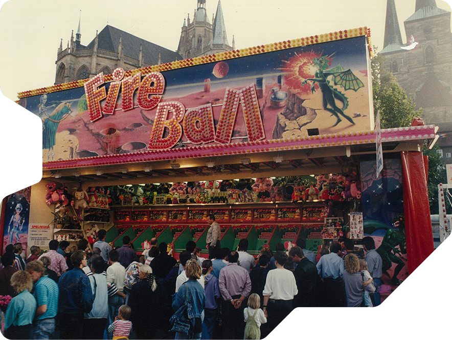 Vintage fairground trailer Fire ball at a flemish fair