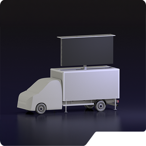 3D render of a closed LED screen truck design by Creacar